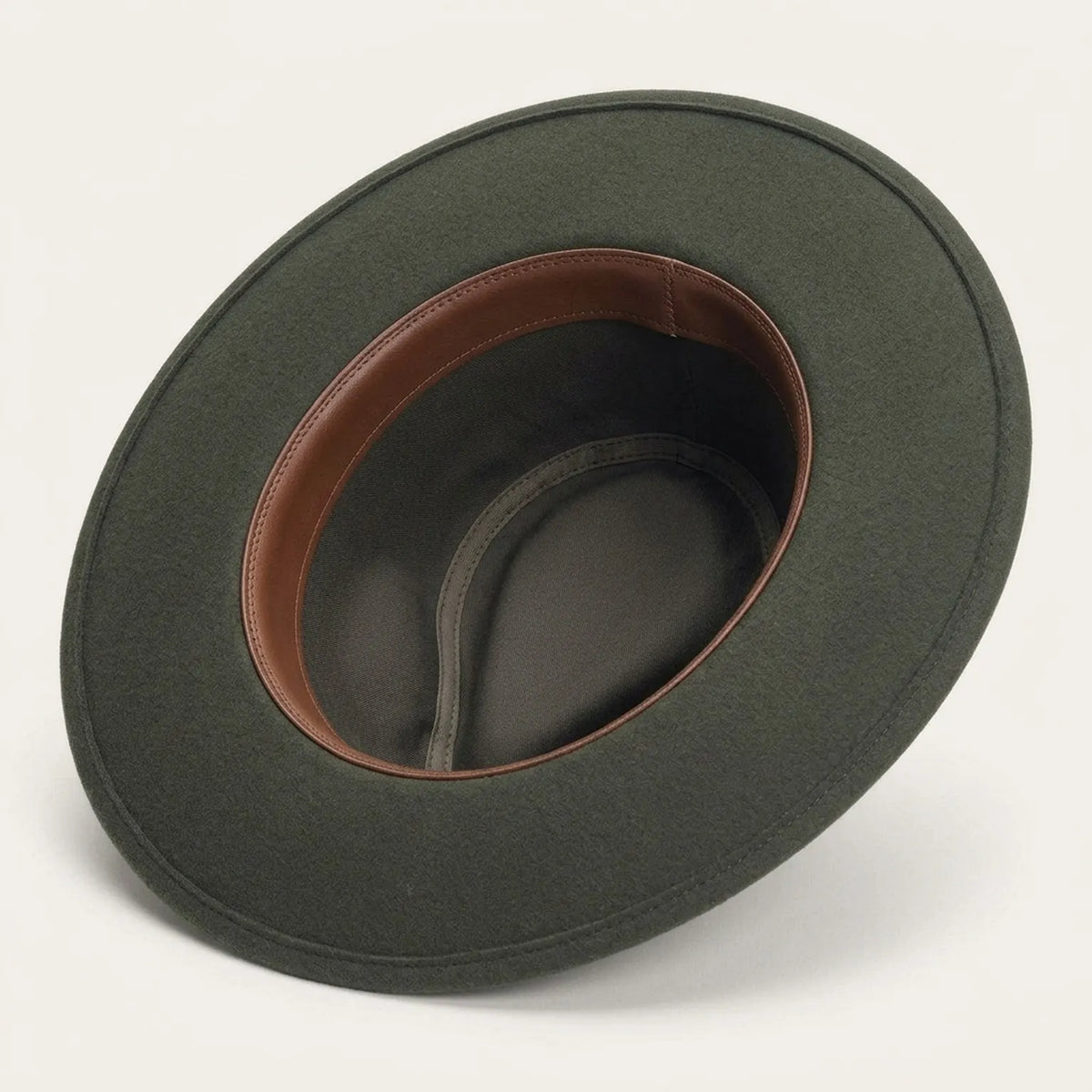 Olive Green Wool Felt Western Hat with Leather Band Unisex