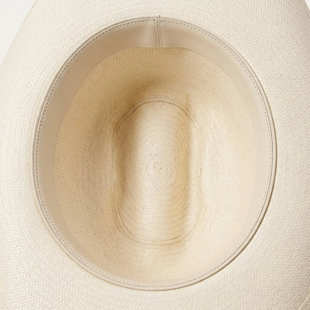 Cream Straw Panama Hat with Decorative Woven Band Detail