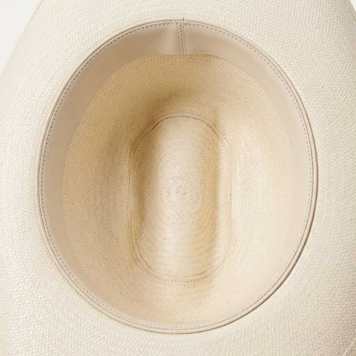 Cream Straw Panama Hat with Decorative Woven Band Detail