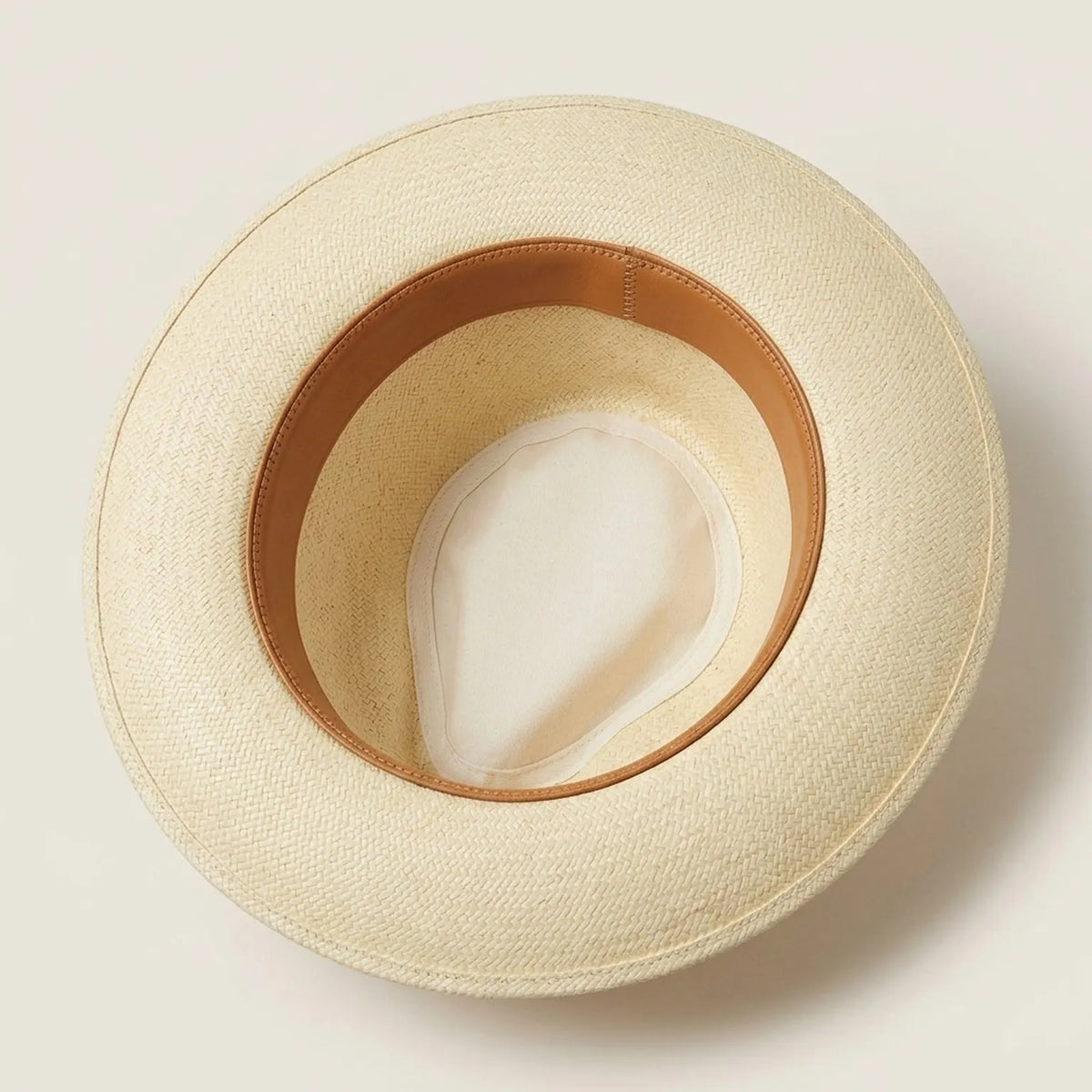 Natural Straw Fedora Hat with Brown Leather Tie Band, Sun Ready