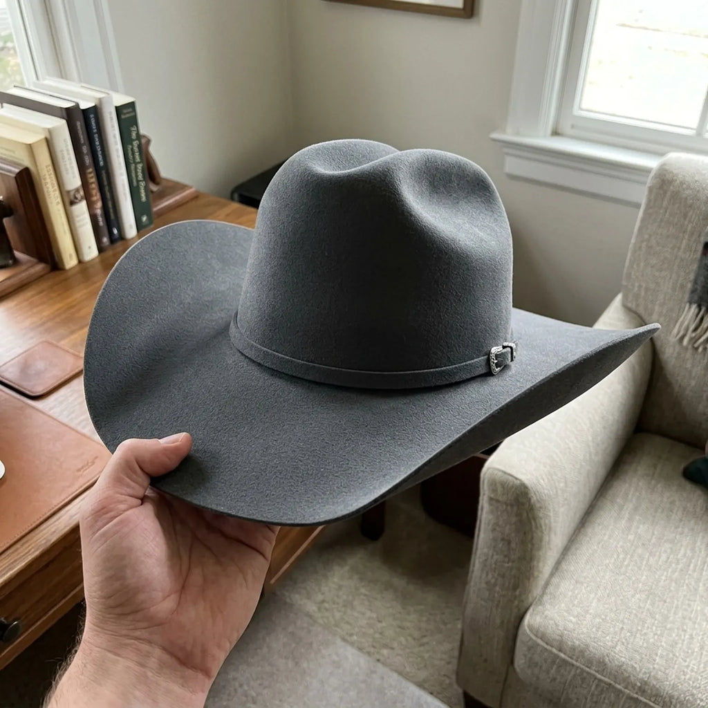 Unisex Grey Wool Felt Cowboy Hat for Western Outdoor Style