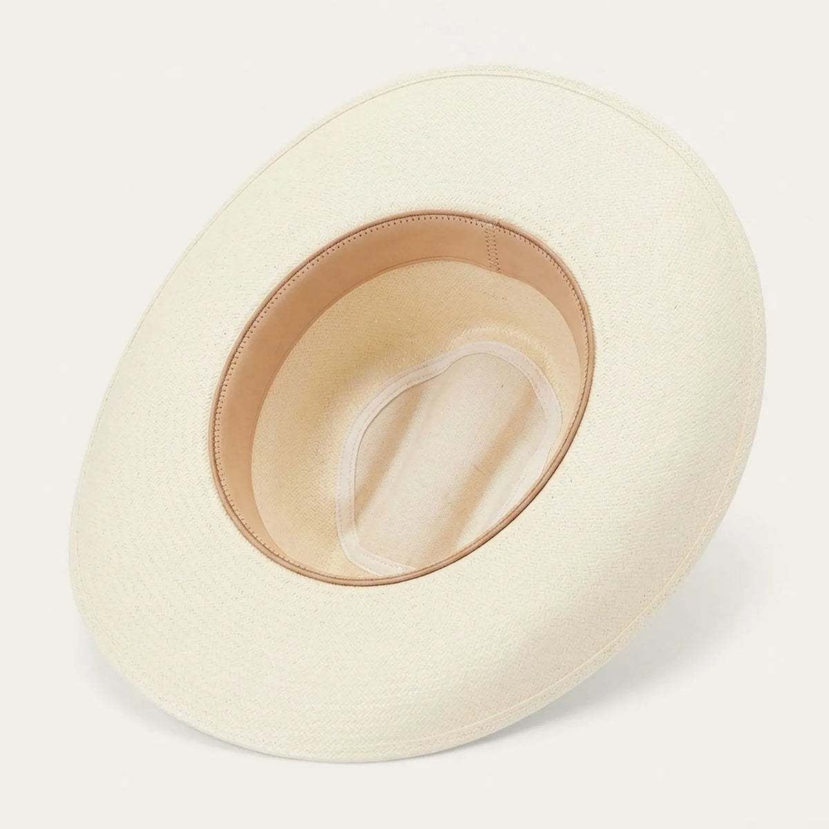 Cream Straw Cowboy Hat with Studded Leather Hatband Detail