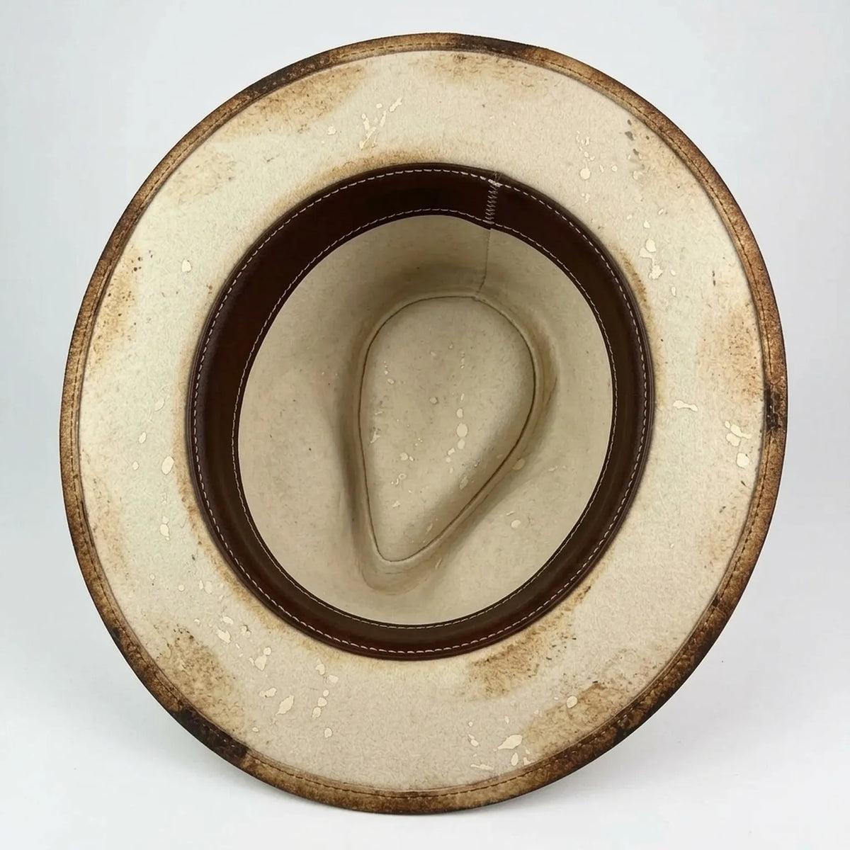 Splatter-Print Pork Pie Hat with Bandana Band and Feathers