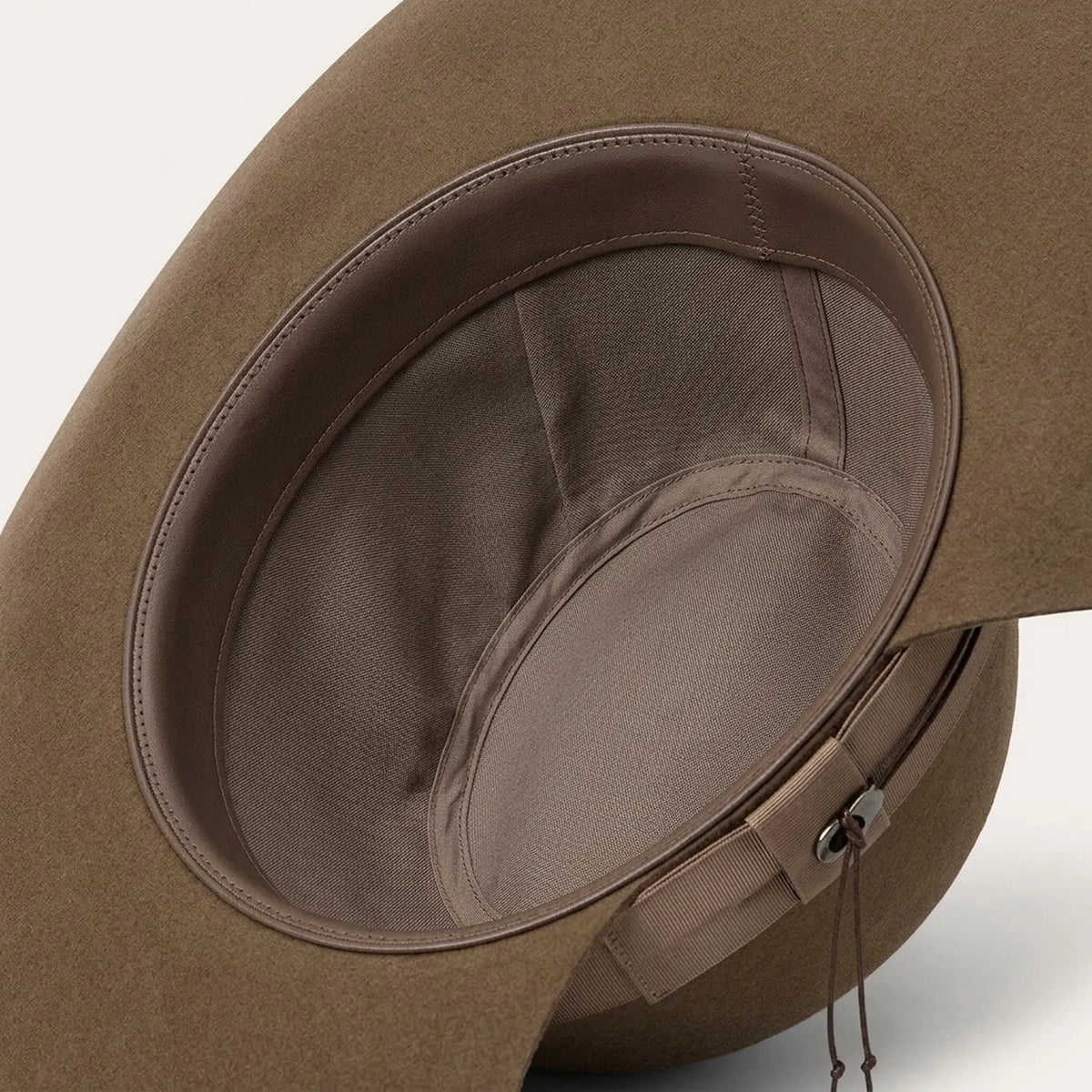Unisex Taupe Wool Felt Cowboy Hat with Ribbon Band
