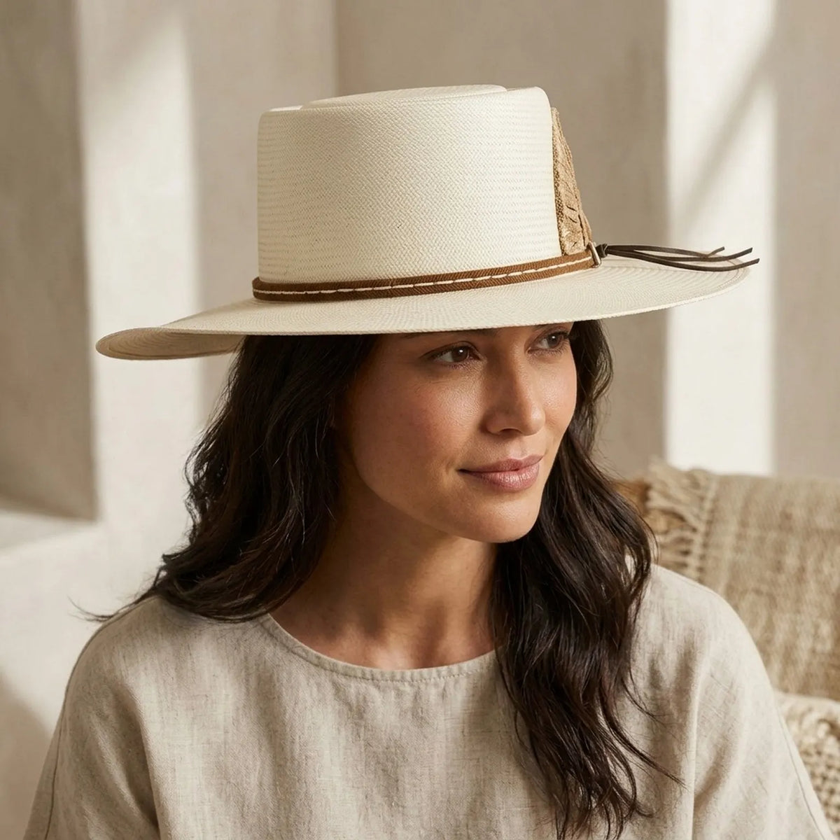 Dusty Rose Straw Sun Hat with Cut-Out Pattern and Band