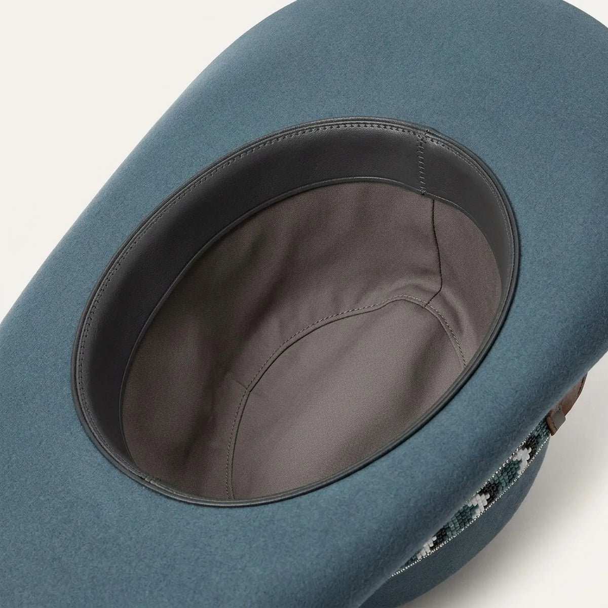 Teal Wool Felt Western Hat with Beaded Band and Rhinestone Trim
