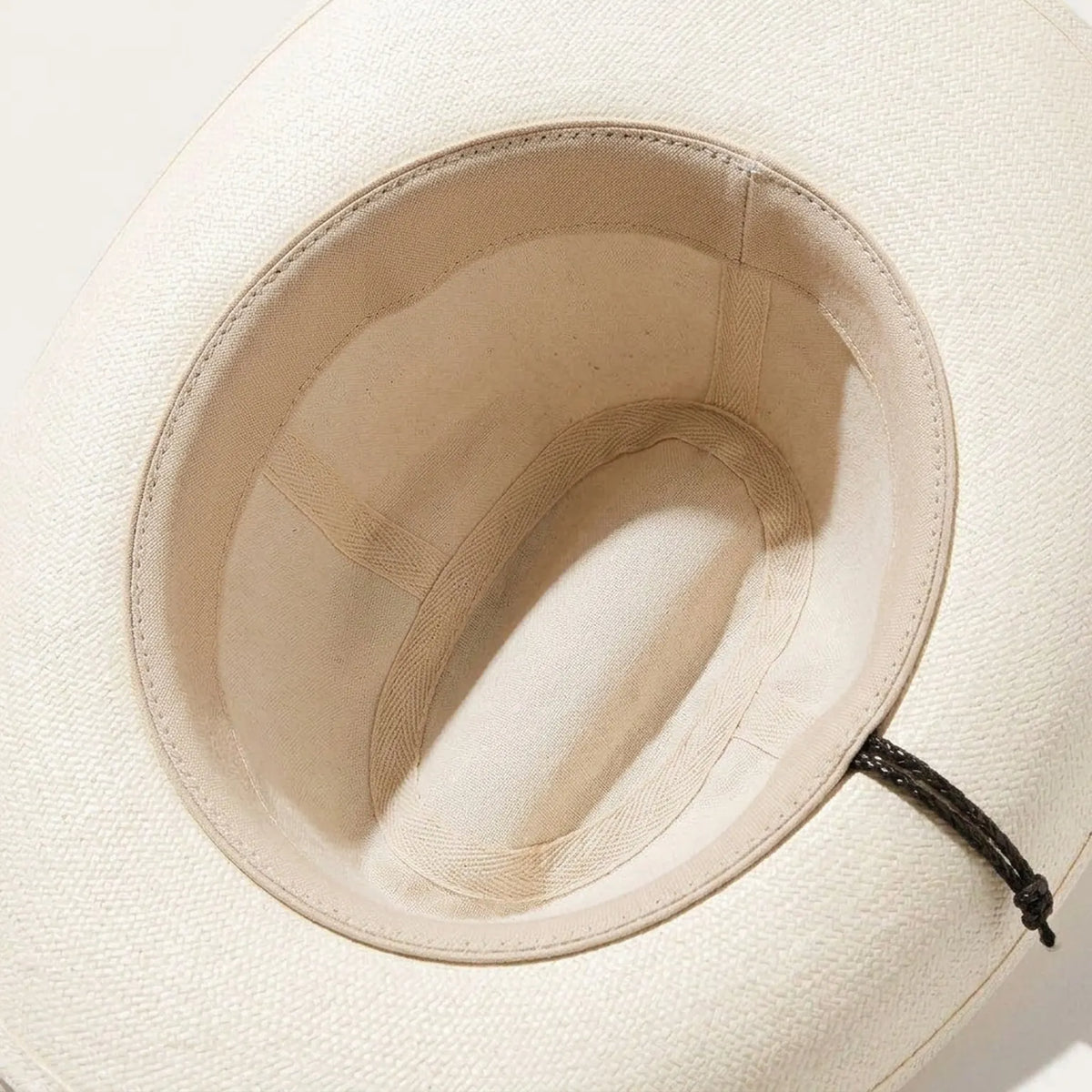 Unisex White Straw Cowboy Hat with Braided Band and Knot Detail