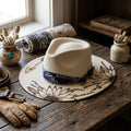 Cream Felt Fedora with Sunflower Embroidery and Bandana Band