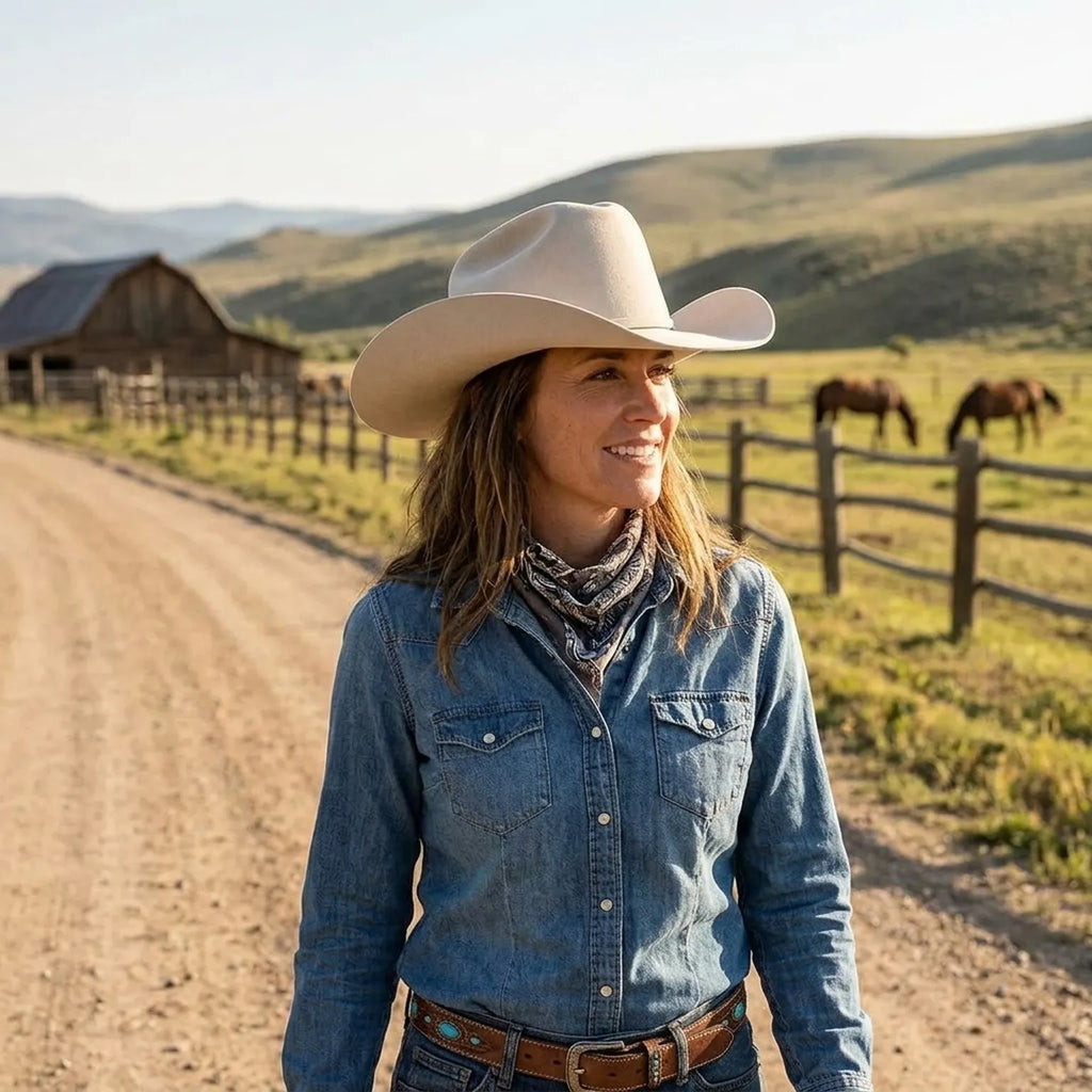 Unisex Off White Wool Felt Cowboy Hat for Country Style