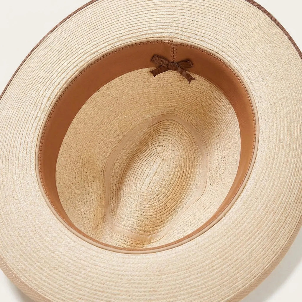 Cream Straw Western Hat with Brown Trim and Ribbon Band