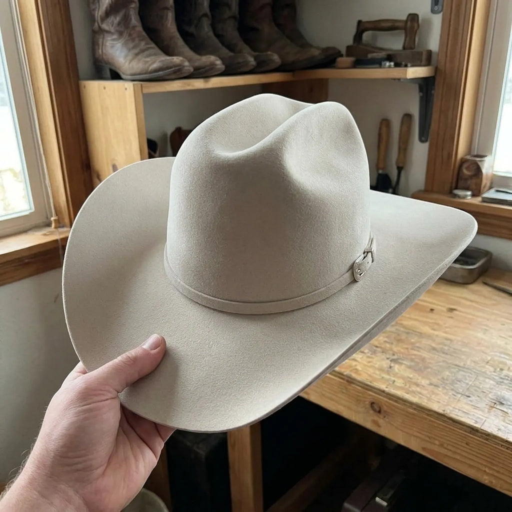 Unisex Off White Wool Felt Cowboy Hat for Country Style