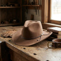 Camel Wool Felt Cowboy Hat with Braided Rope Tassel Band