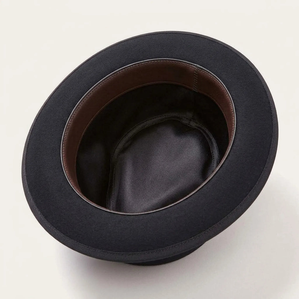 Black Wool Felt Fedora with Grosgrain Band and Bow Detail