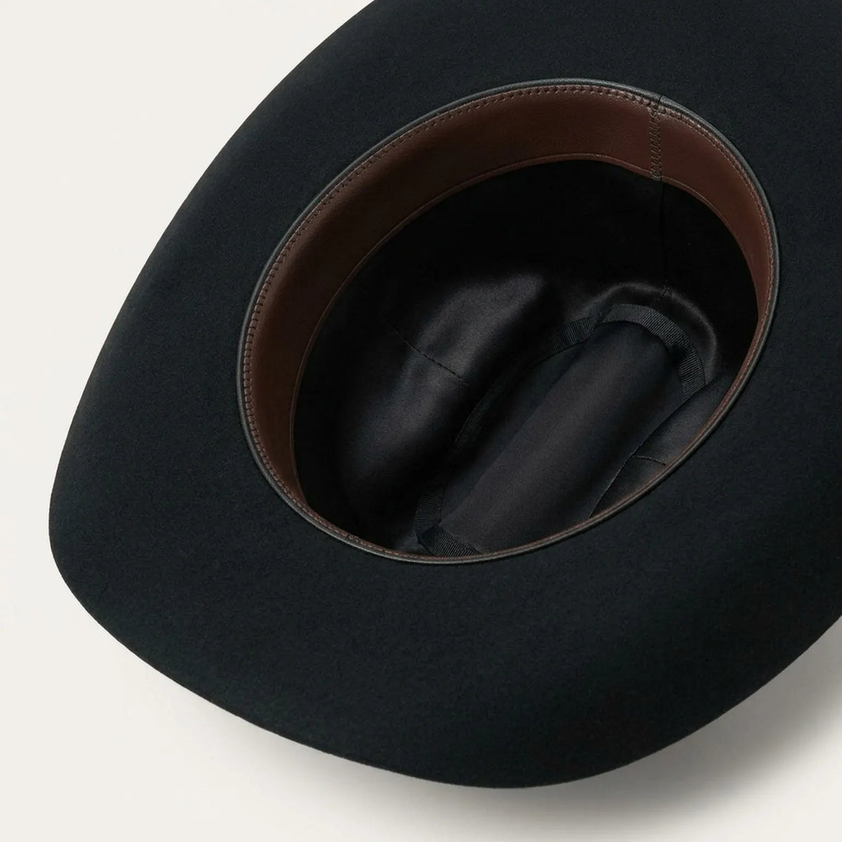 Black Wool Felt Cowboy Hat with Feather Detail