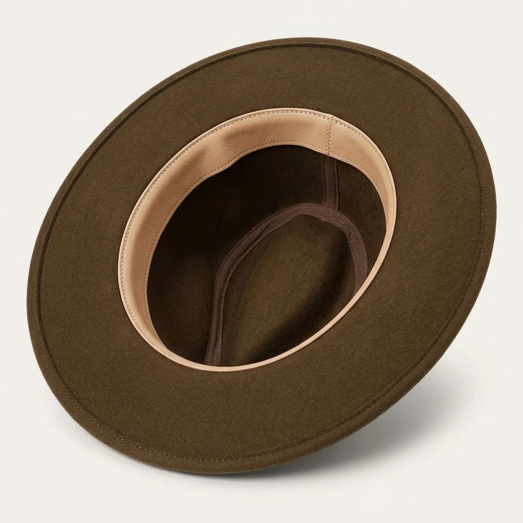 Brown Wool Felt Western Hat with Braided Leather Stud Band