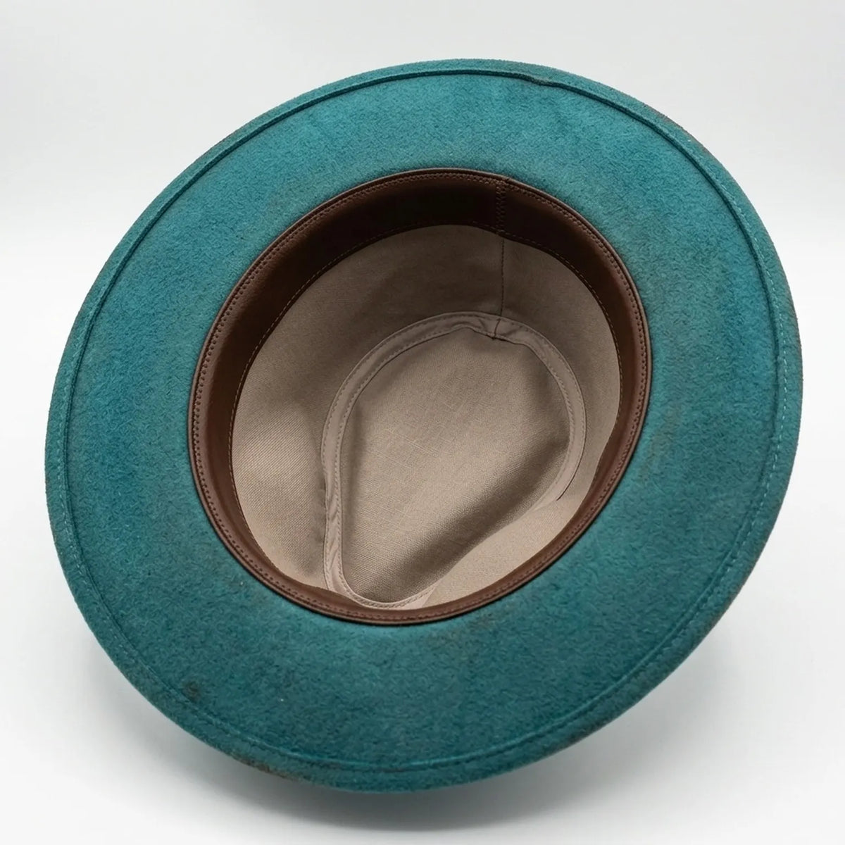 Distressed Teal Felt Western Hat Burlap Red Bandana Bow