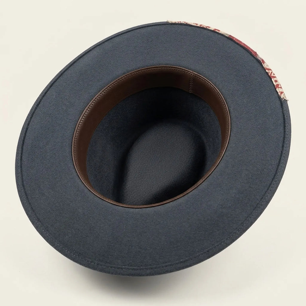 Slate Grey Felt Fedora with Floral Bow and Twine Detail