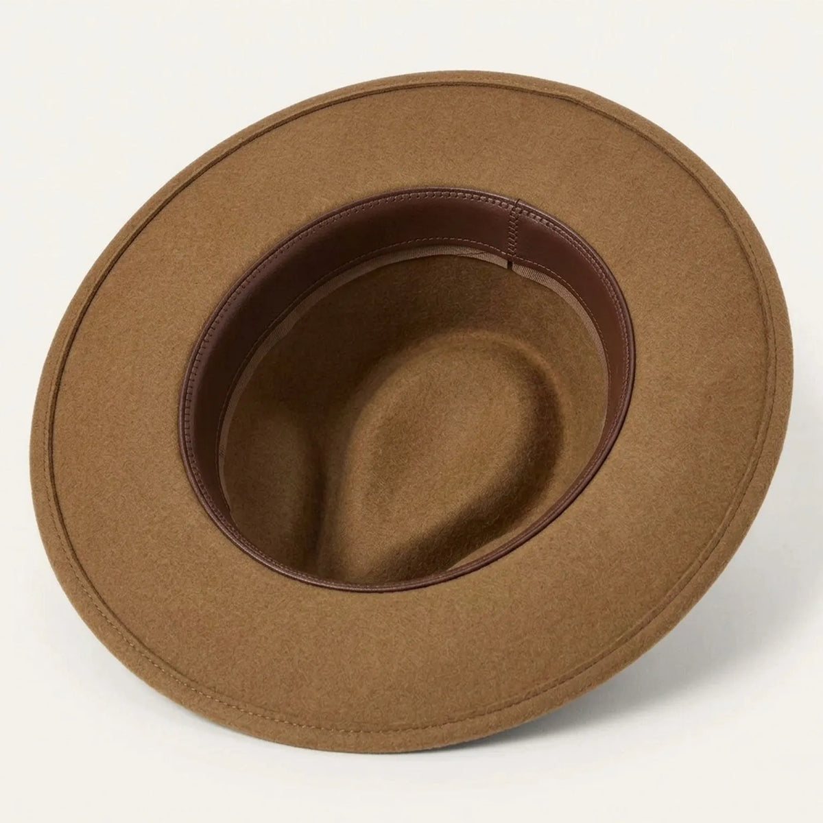 Camel Tan Felt Fedora with Turquoise Checkered Band, Festival Style