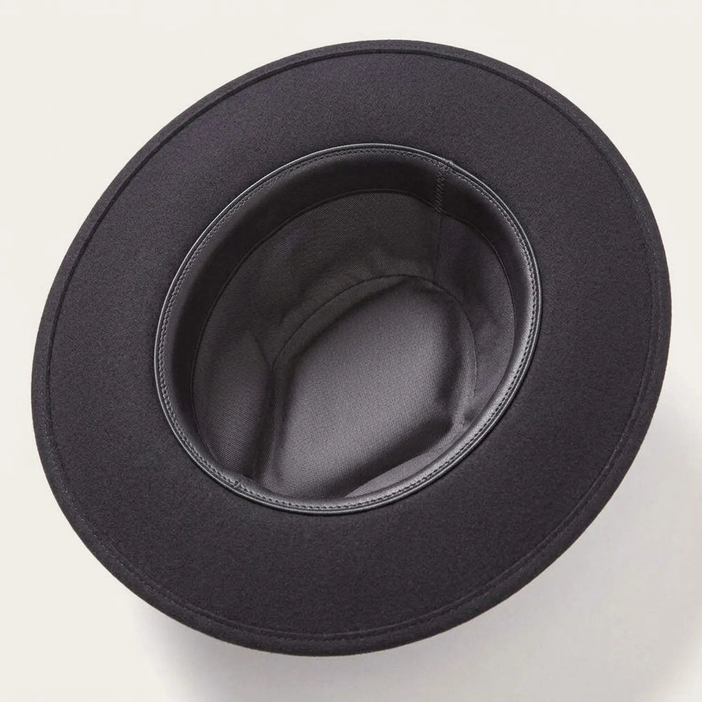 Navy Felt Fedora Hat with Brown Leather Band - Classic Style