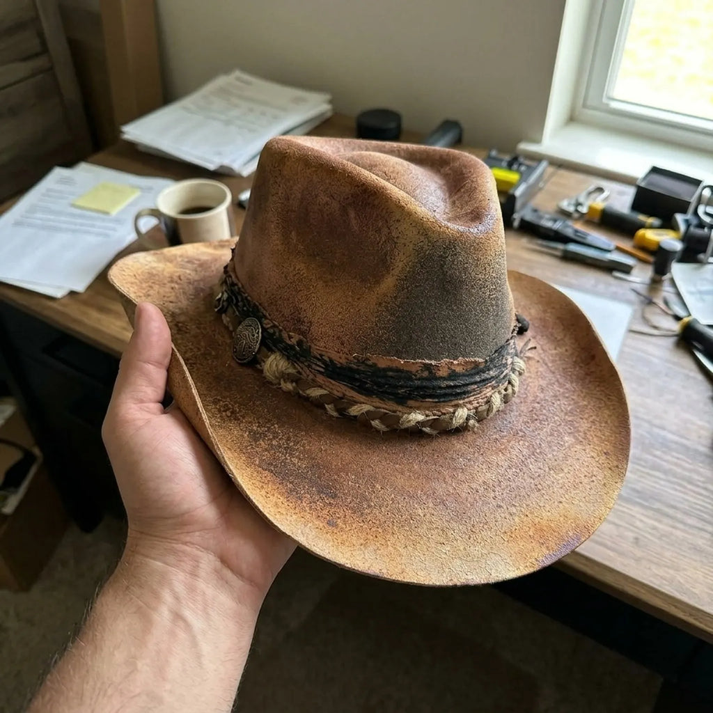Western Cowboy Hat with Snake Print and Braided Jute Band