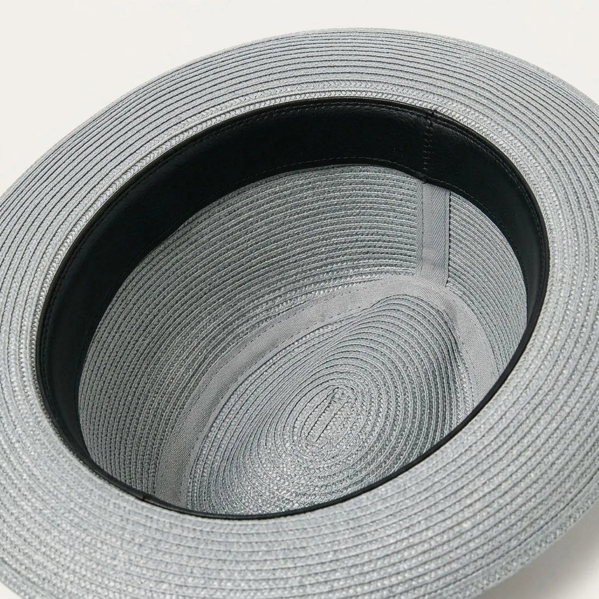 Gray Straw Fedora Hat with Black Ribbon Band for Outdoor Events