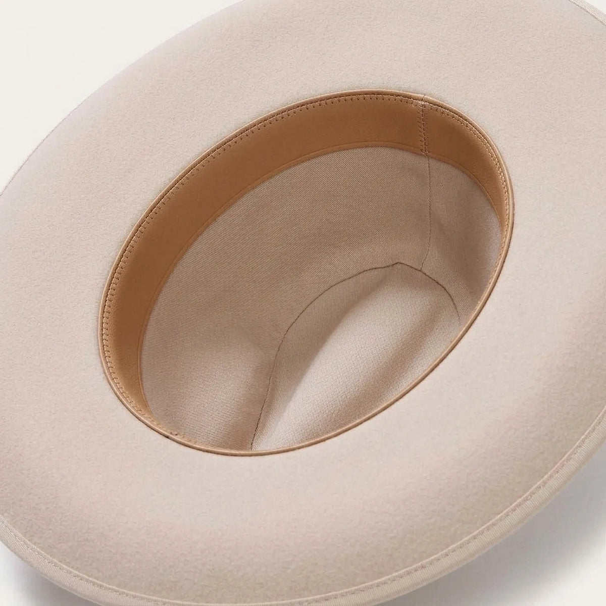 Cream Extra Wide-Brim Wool Felt Hat with Grosgrain Band