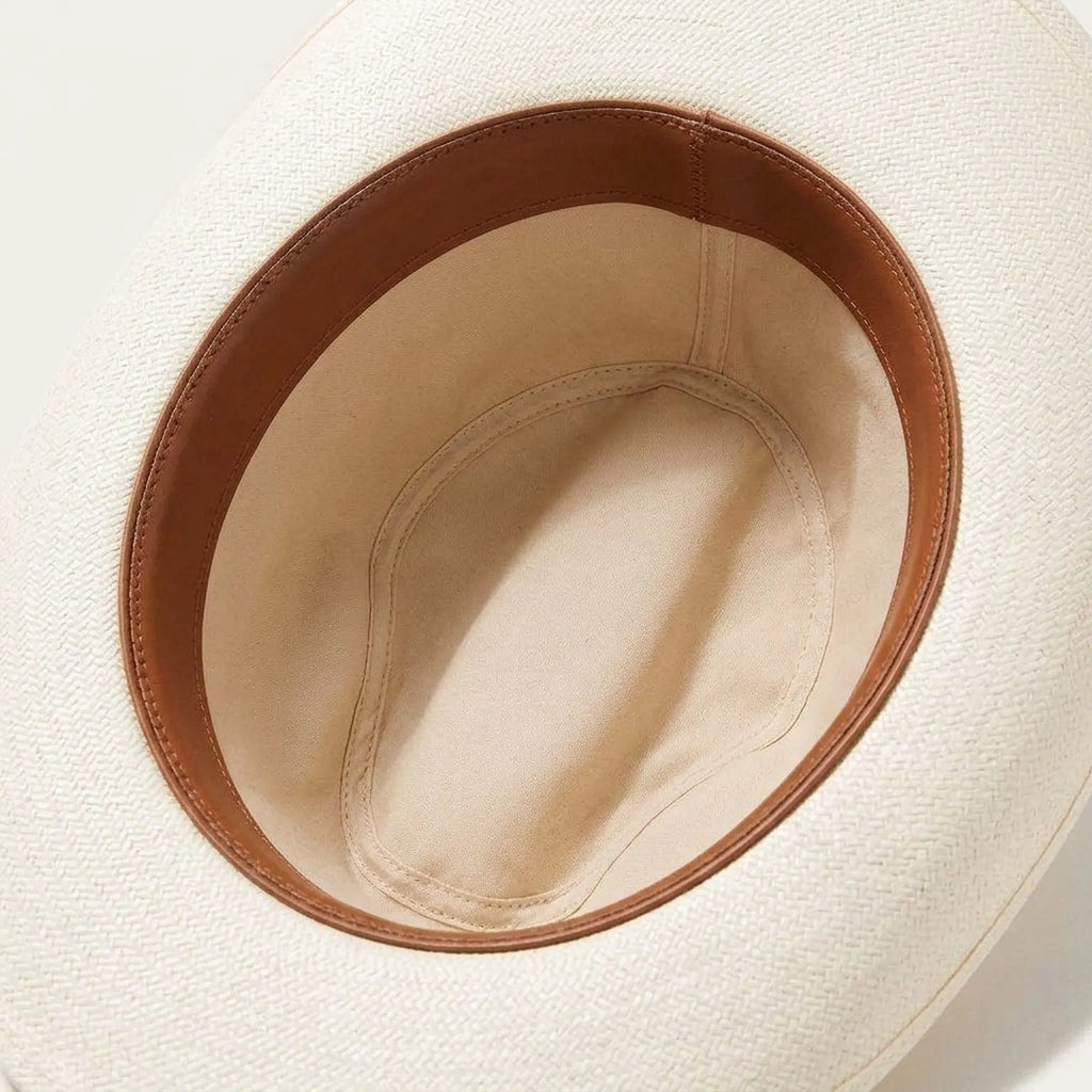 White Straw Western Hat with Concho Band for Country Style