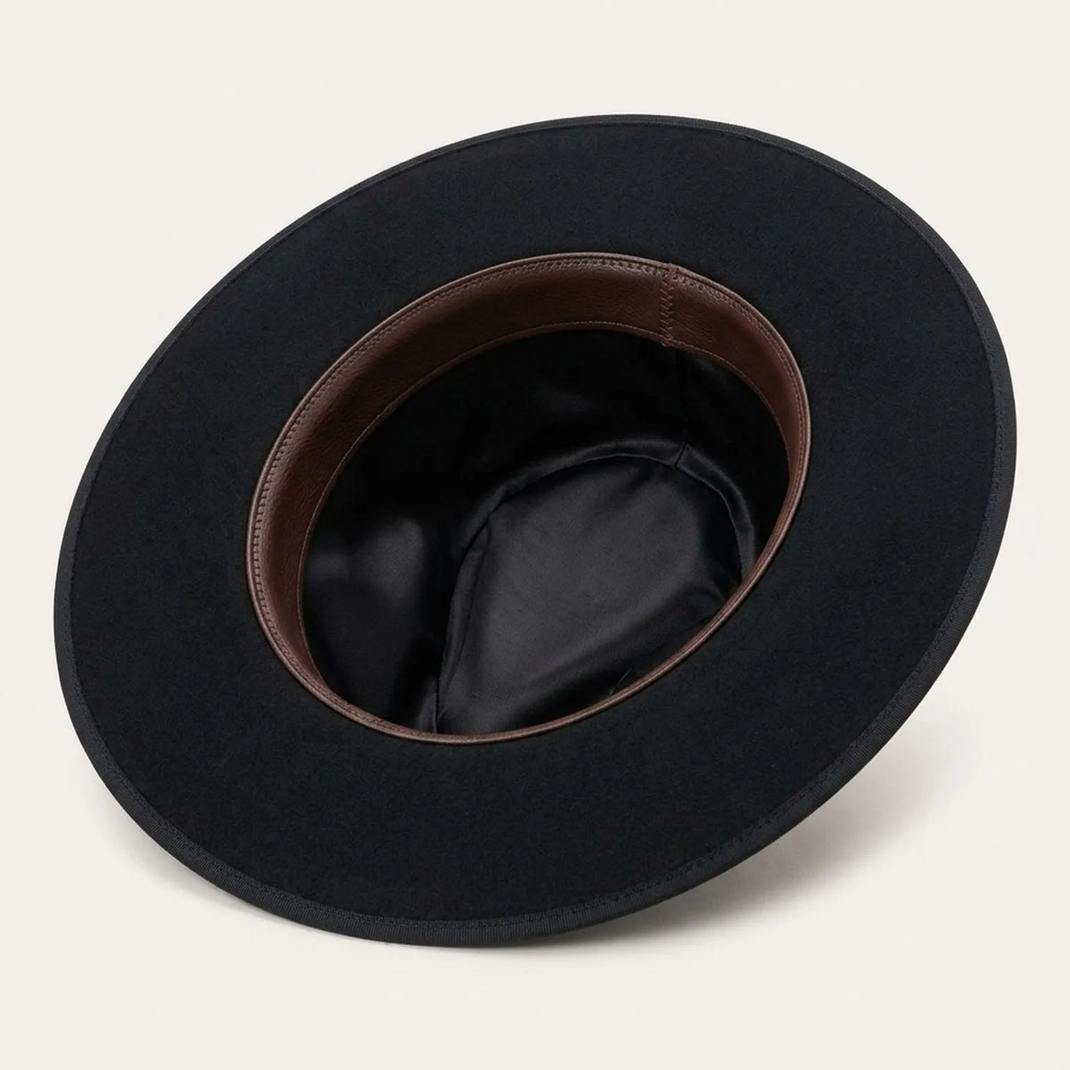 Black Wool Felt Fedora with Turquoise Beaded Diamond Band, Boho