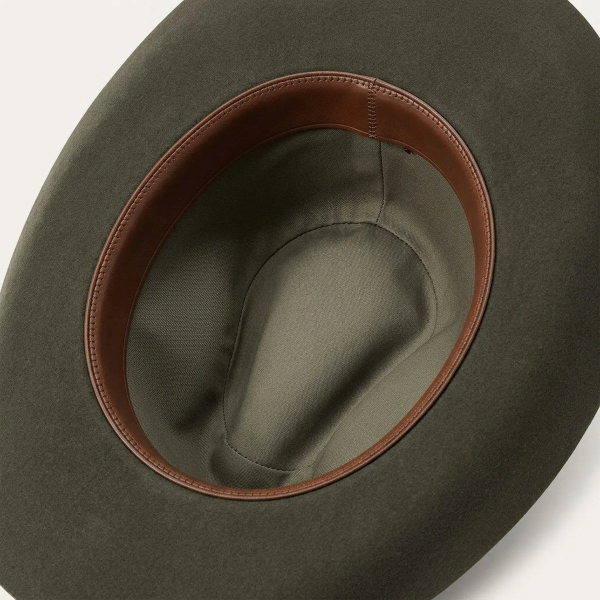 Unisex Olive Wool Felt Cowboy Hat with Pin Accent Detail