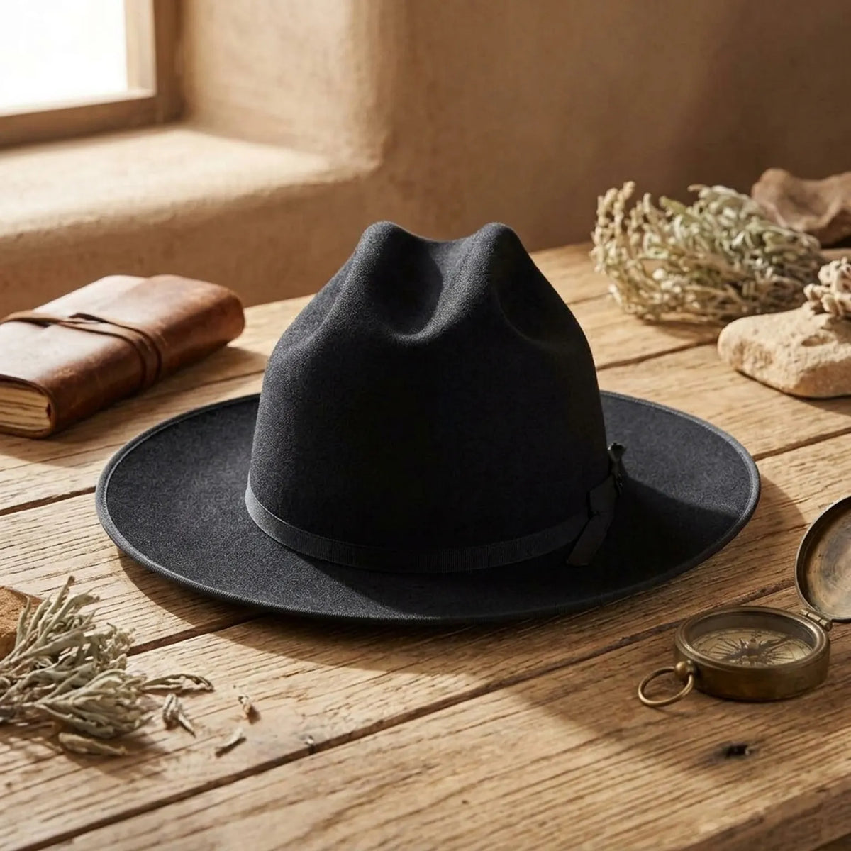 Black Wool Felt Fedora Hat with Grosgrain Band | Classic