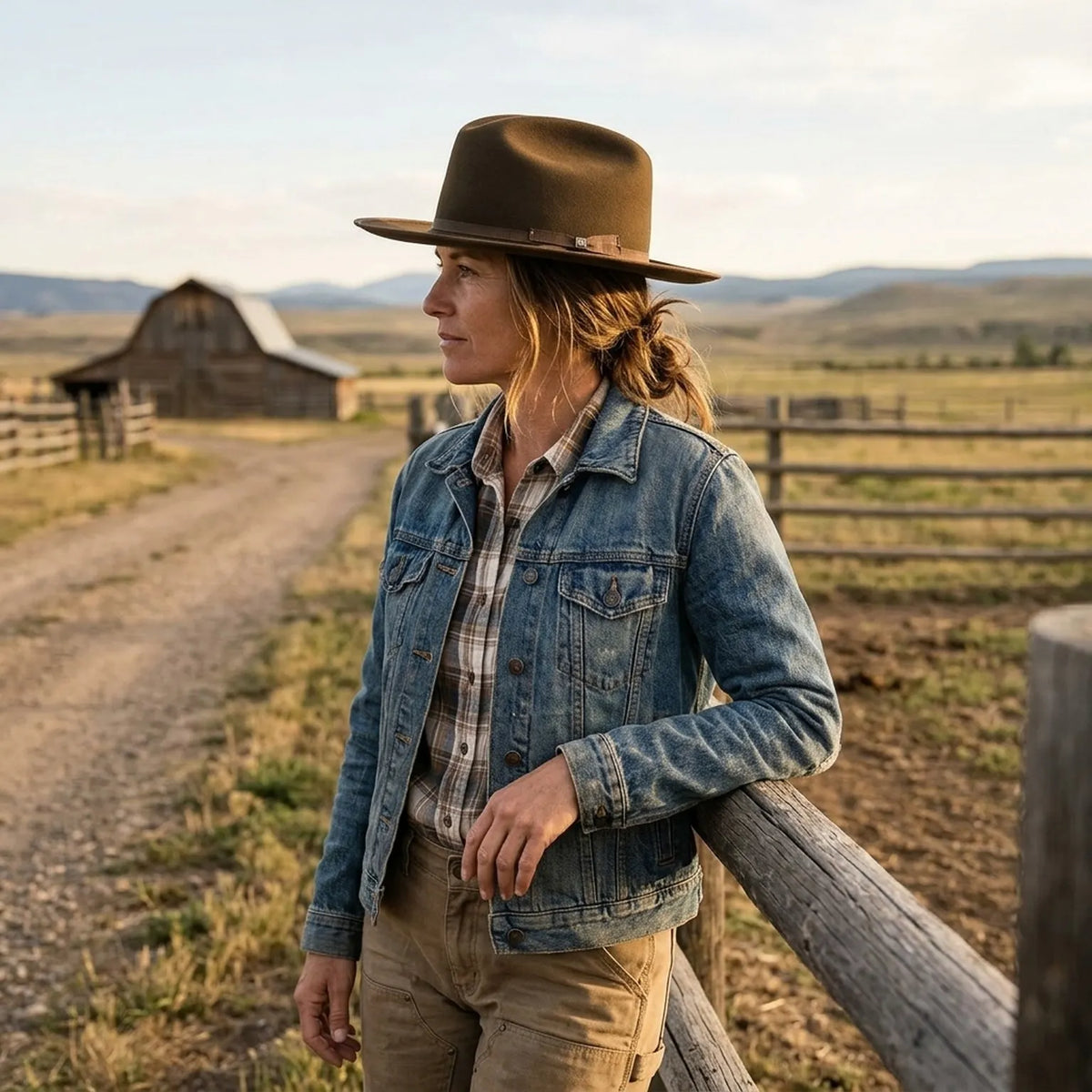Brown Wide Brim Felt Western Hat with Classic Shape