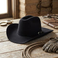 Black Felt Cowboy Hat with Silver Pin - Classic Western