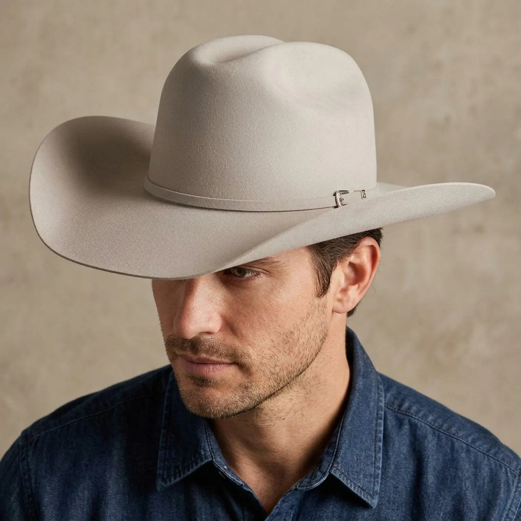 Silverbelly Wool Felt Western Hat with Matching Leather Band Trim