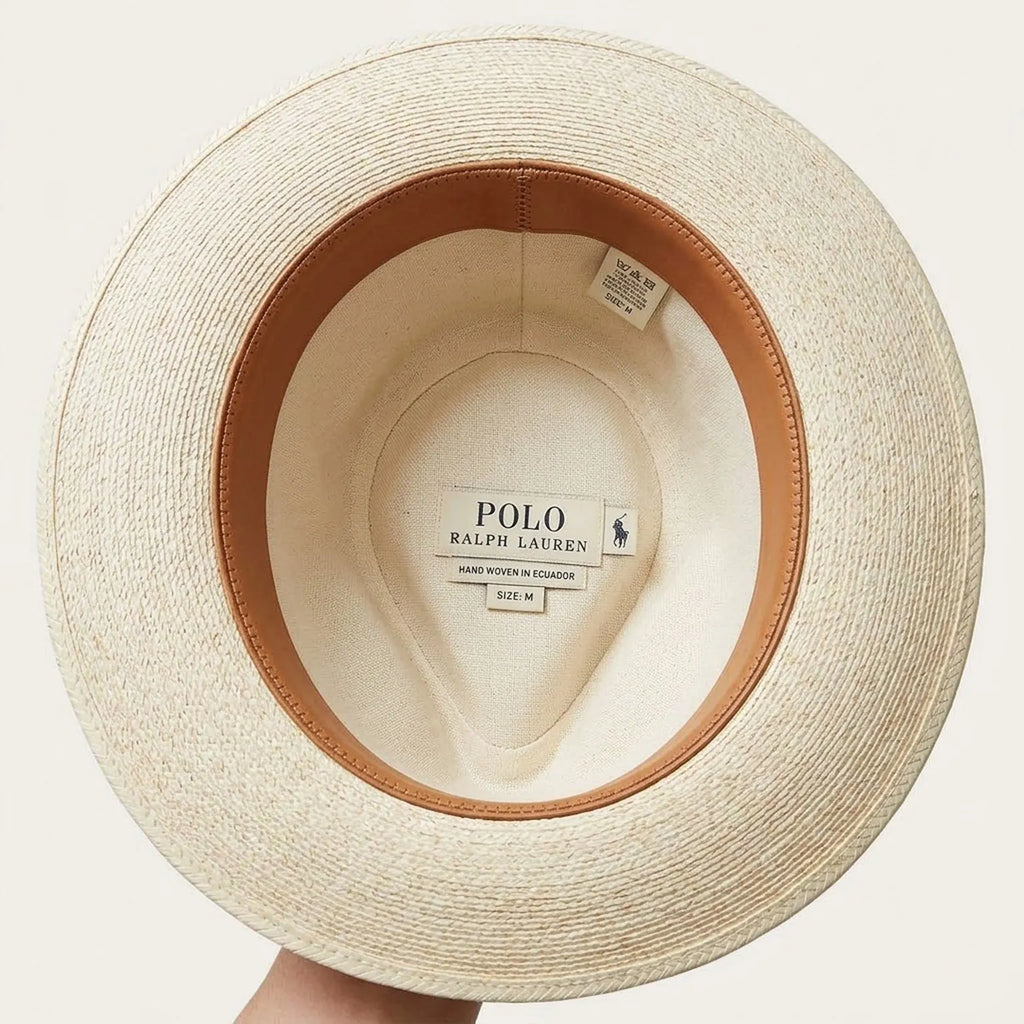 Off White Straw Fedora with Black Grosgrain Band, Classic Summer