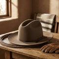 Medium Brown Wool Felt Western Hat with Grosgrain Band Pin