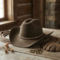 Olive Brown Wool Felt Cowboy Hat with Two-Tone Leather Band
