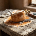 Splatter Orange Felt Fedora with Brown Feather and Leather Band