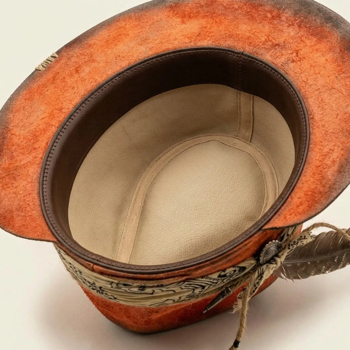 Rust Felt Western Hat with Paisley Band and Concho