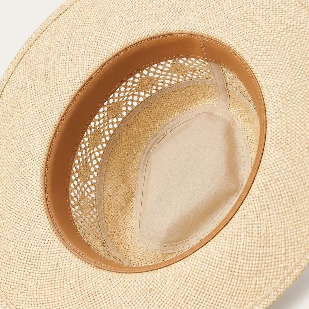 Natural Straw Sun Hat with Open Weave Crown and Feather Detail