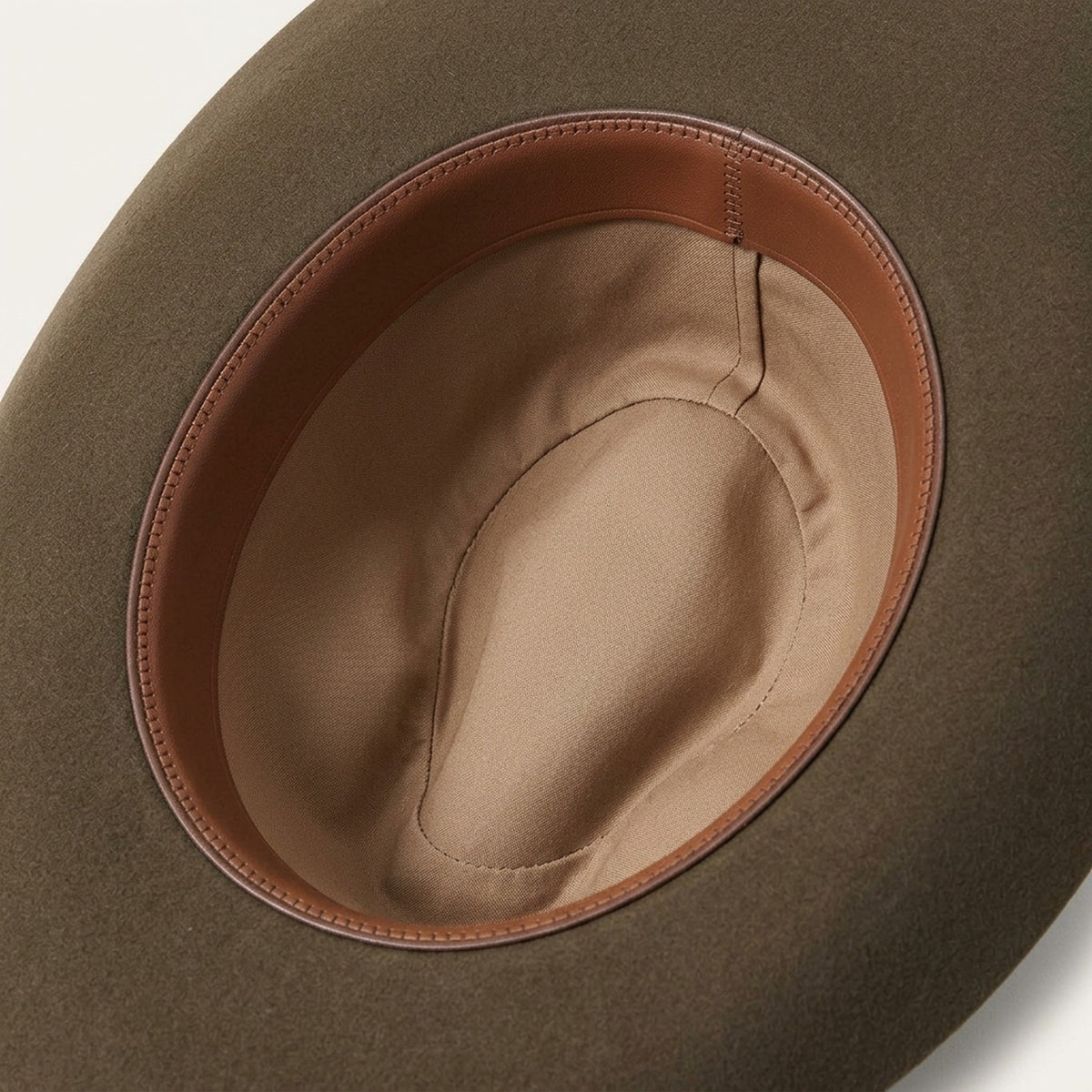 Olive Brown Wool Felt Cowboy Hat with Two-Tone Leather Band
