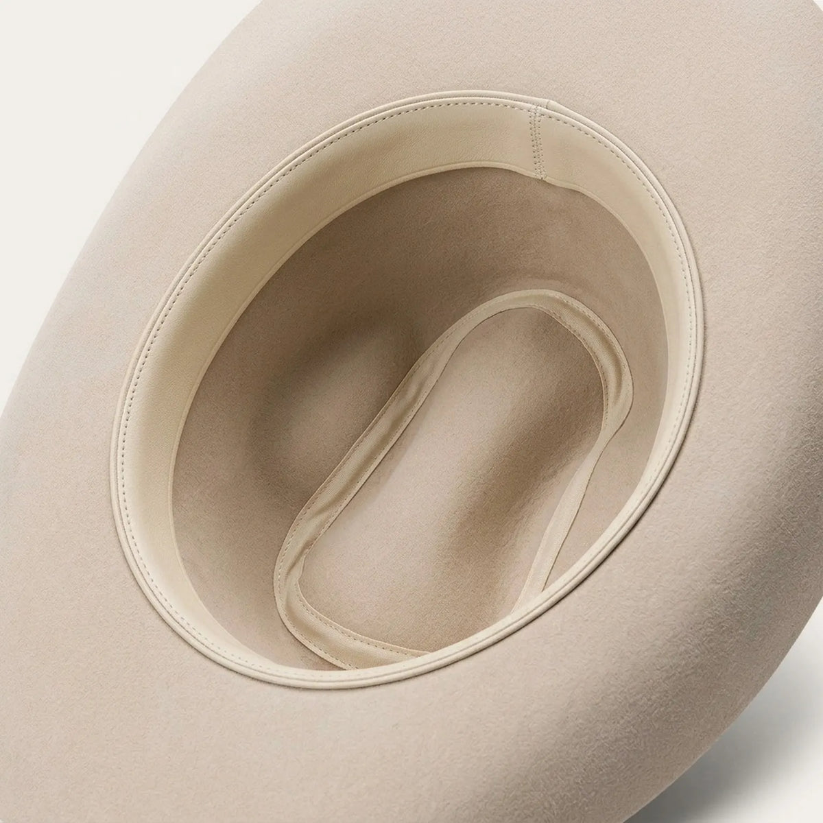 Unisex Cream Wool Felt Cowboy Hat with Leather Band