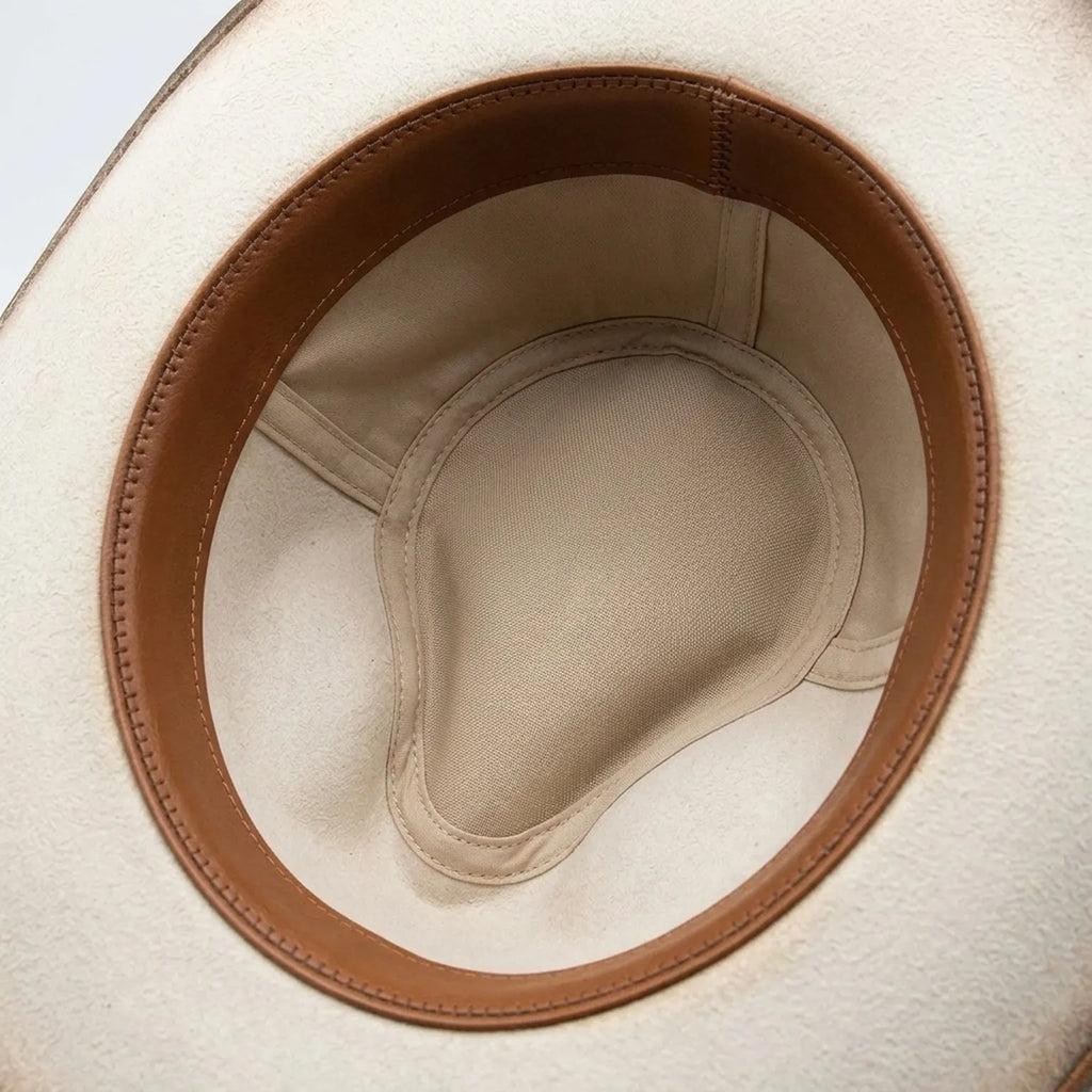Cream Cow-Print Western Hat with Wheat Stalk and Concho