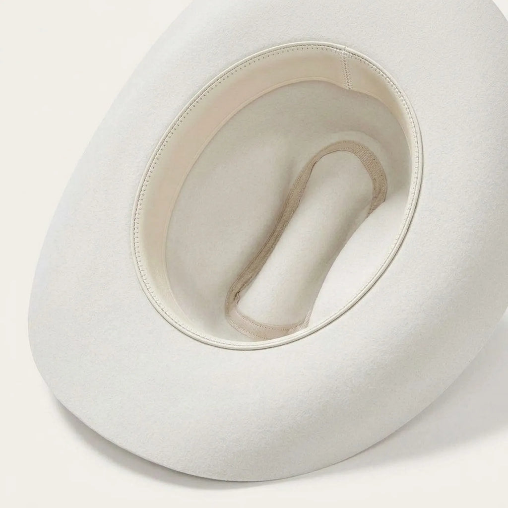 White Wool Felt Cowboy Hat with Clean Band and Pin Accent