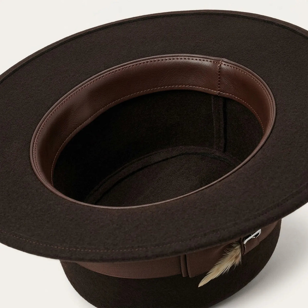 Dark Brown Wool Felt Wide Brim Fedora with Bow Grosgrain Band