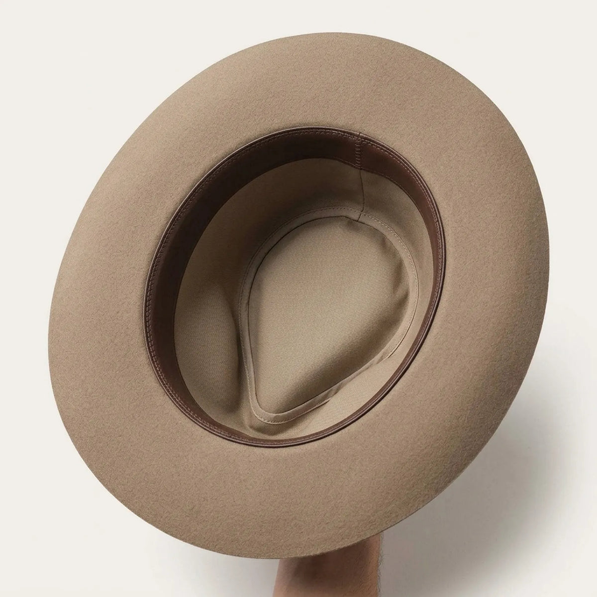 Olive Wool Felt Fedora with Textured Leather Band and Feather Trim