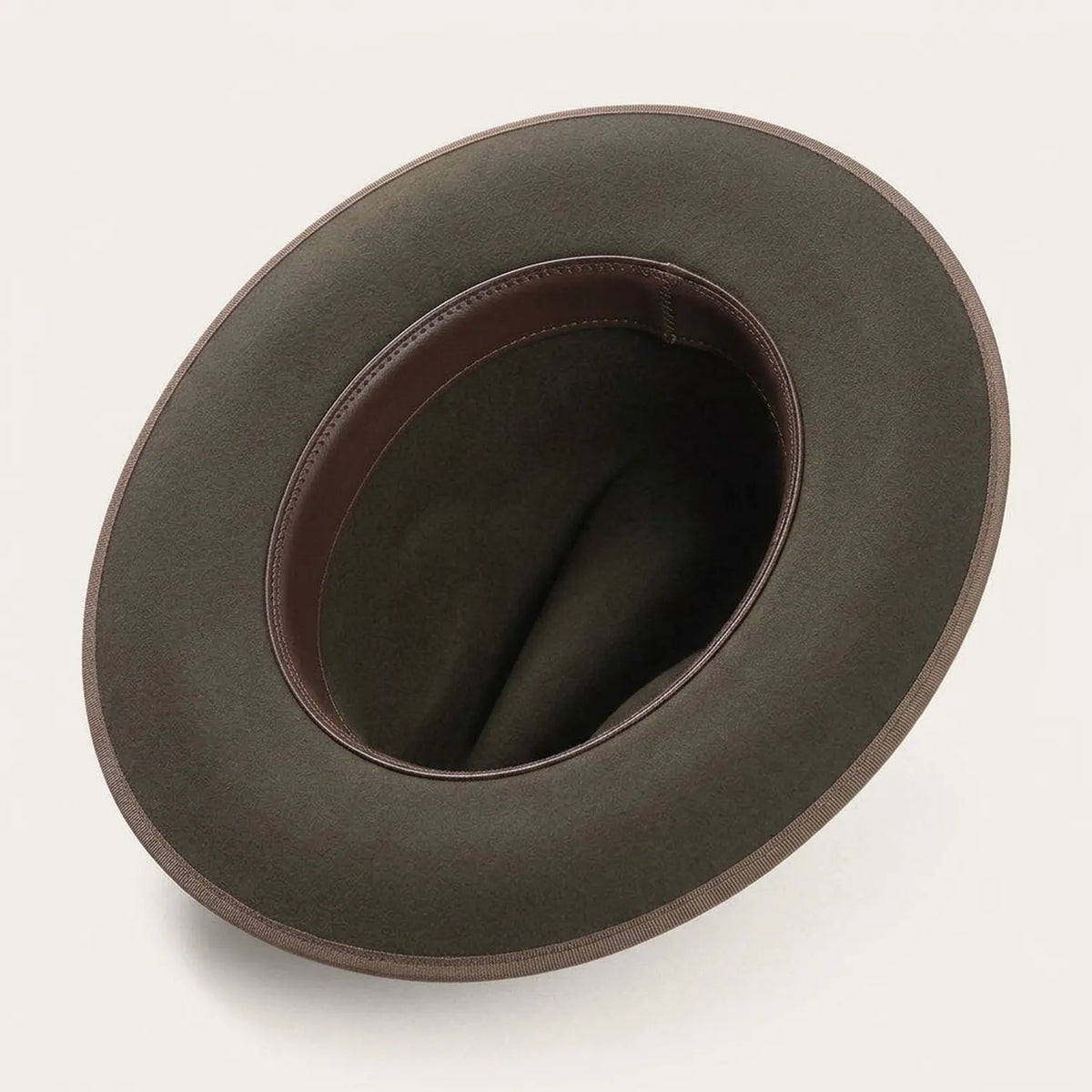 Olive Green Felt Fedora with Grosgrain Bow and Side Detail