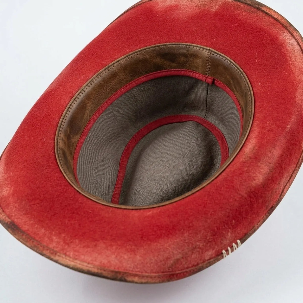 Vintage Red Western Hat with Paisley Band and Braided Trim