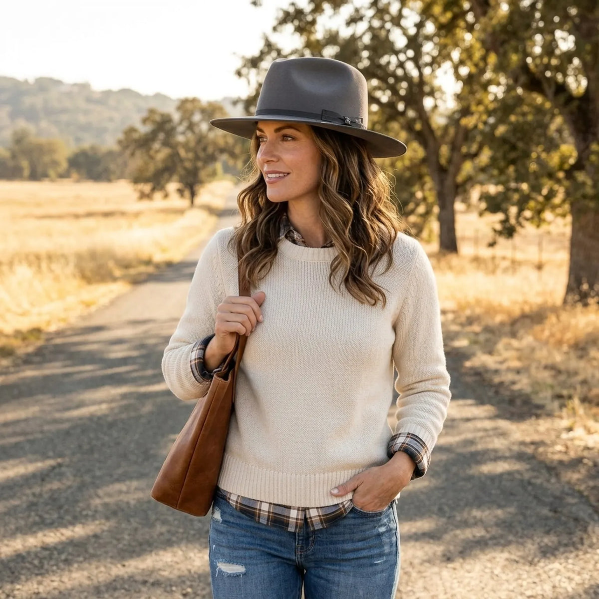Grey Felt Fedora Hat with Black Grosgrain Band - Classic