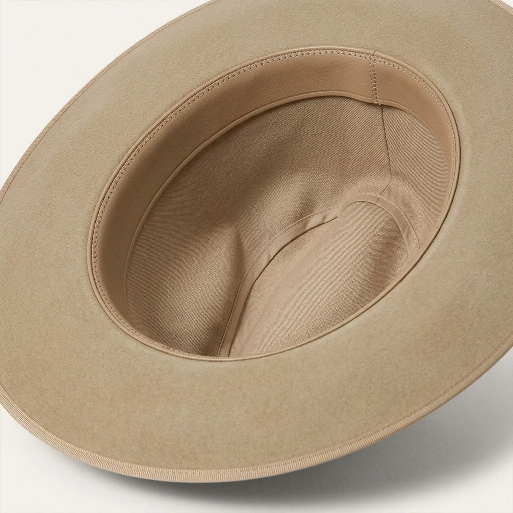Camel Felt Fedora Hat with Grosgrain Ribbon Bow and Trim