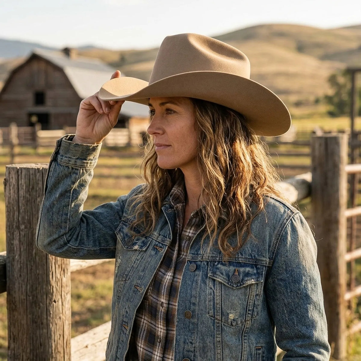 Unisex Camel Wool Felt Western Hat with Structured Crown